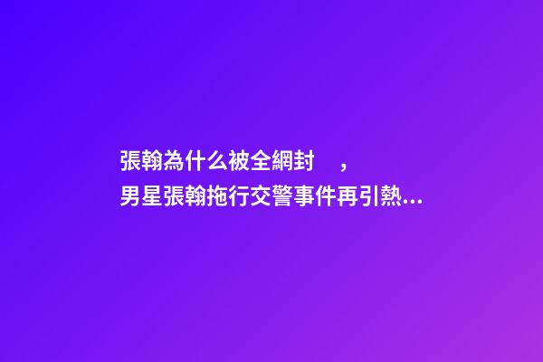 張翰為什么被全網封，男星張翰拖行交警事件再引熱議-第1張-觀點-玄機派
